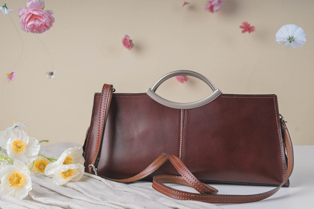 Laura – Fekete valódi bőr kézitáska | Olasz bőrtáska | Lunora Bags